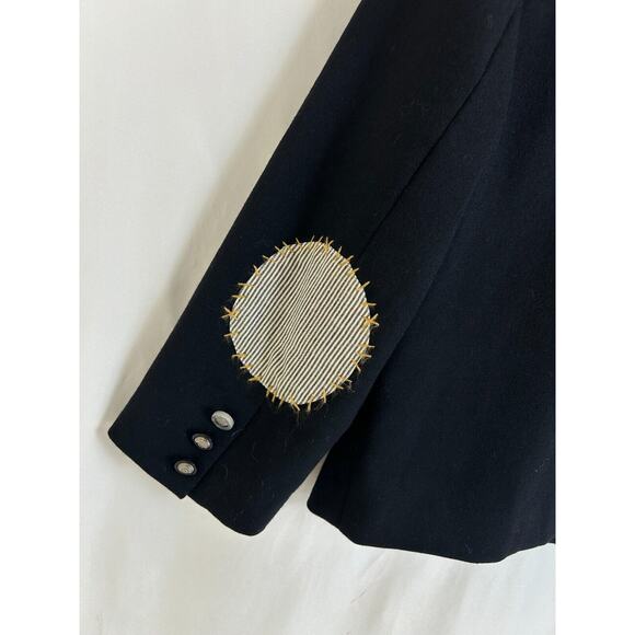 Ett Twa Anthropologie Blazer Women's Size 0 Black Wool Elbow Patch Short - Picture 5 of 10